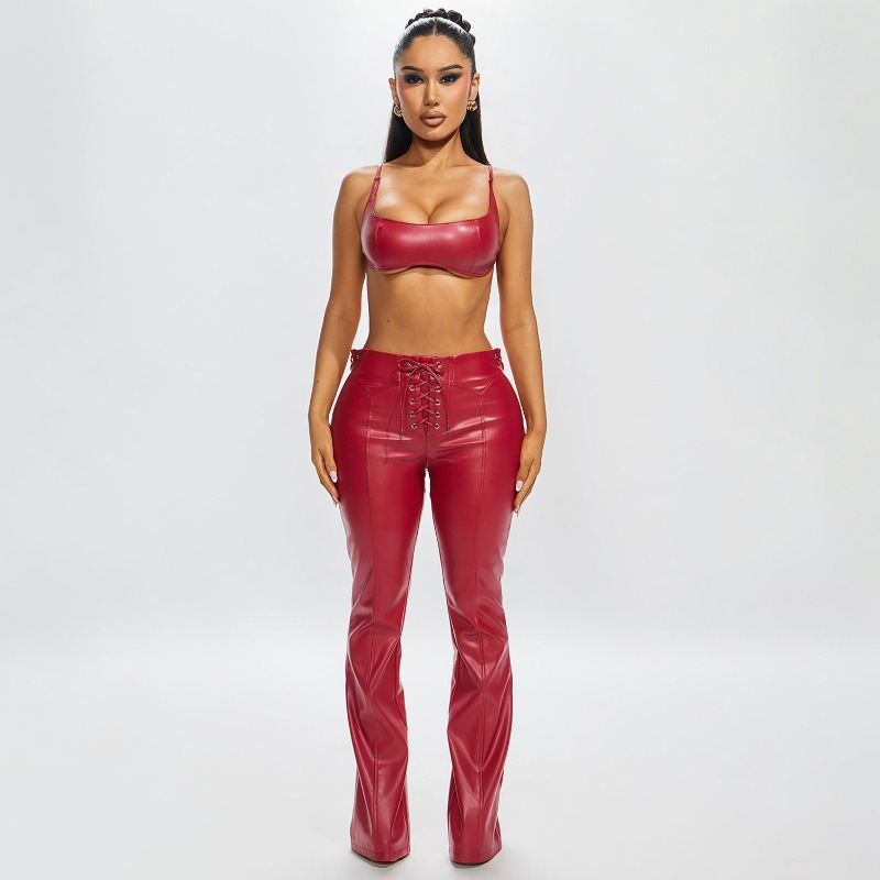 Women Fashion PU Leather 2 Pie - Cami Top Lace review and price