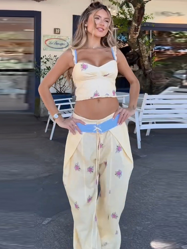 Y2K Floral Printed 2 Pcs Set S - Cami Top Lace review and price