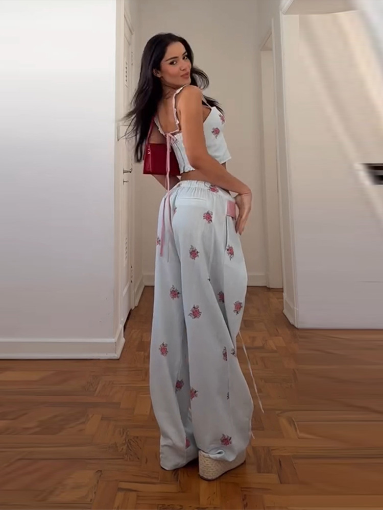Y2K Floral Printed 2 Pcs Set S - Cami Top Lace review and price