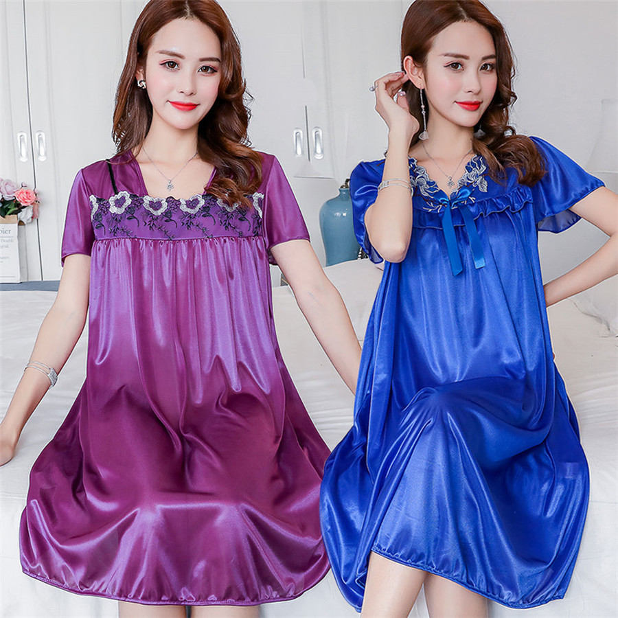 NEW Summer Ice Silk Nightgown  - Robe Silk Women review and price